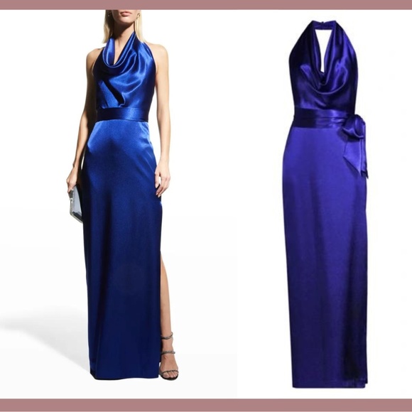 NEW Aidan by Aidan Mattox [ 6 ]‎ Satin Cowl Neck Gown in Royal Sapphire - Picture 16 of 16